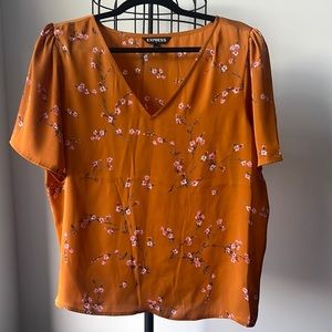 Express size large burnt yellow/ orange floral blouse